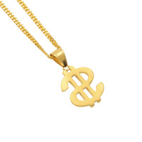 Collier tendance hip-hop plaqué or avec pendentif en forme de dollar