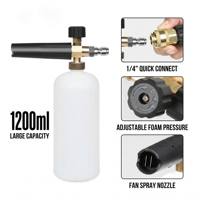 Lance à mousse professionnelle 1200 ml avec raccord rapide 1/4 et canon à mousse réglable avec buse en laiton pour nettoyeur haute pression et detailing automobile