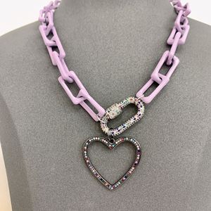 BD-B3343 퍼플 에나멜 하트 베어 펜던트 실버 체인 목걸이 여성용 - Product Image 5