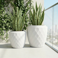 Pot Bunga Plastik B2C Modern Ringan Finishing Mengkilap Ukuran Kecil Sedang Besar 7 Ukuran 9 Warna (Putih 25cm) untuk Bunga