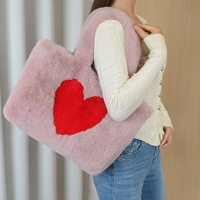 Sac fourre-tout en peluche en forme de cœur 2026, sac à bandoulière vintage écologique en peluche, sac à main de voyage chaud et moelleux pour l'automne et l'hiver