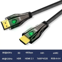 Câble 2.1 8K 60Hz 48 Gbps, paire torsadée coaxiale, gaine PVC, connecteurs plaqués or, pour moniteur, console de jeu, téléviseur, ordinateur, lecteur DVD