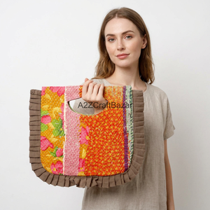 Indian 100% Cotton Bohemian Embroidery Designer Women Kantha Clutch Messenger Shoulder <b>Bag</b> Handmade Suzani Pattern Exhibition - Product Image 1