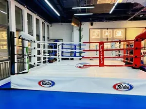 Anello da boxe personalizzato corda stampata logo anello da boxe copertura in tela anello da boxe tailandese per esterno e interno