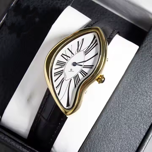 Nouvelle Tendance Montre-bracelet Vintage pour Homme Or Fondant Crash Luxe Design Dali <span class=keywords><strong>Paris</strong></span> Étanche Cuir Véritable Alliage Aiguille en Verre - Product Image 3