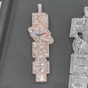 <strong>Iced</strong> Out Jewelry Moissanite Vertical Letter <strong>Pendant</strong> Baguette 925 Silver Moissanite Diamond <strong>Pendant</strong> <strong>Custom</strong> <strong>Pendant</strong> - Product Image 3