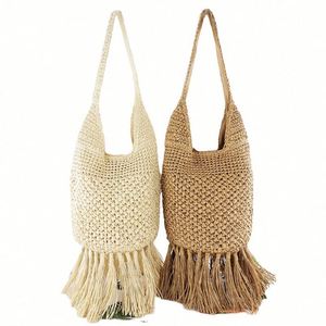 Tassel Rope Designer Straw <b>Bag</b> Fashion One Shoulder Pineapple Buckle Beach Handbag Braided Casual Women Summer <b>Bags</b> - Product Image 1