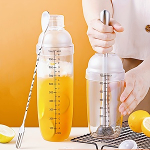 Portable PC Bubble Tea Beverage Shake Cup 500ml/700ml/1000ml with <strong>Measuring</strong> Scale and Stainless Steel Pressure Juicer - Product Image 5