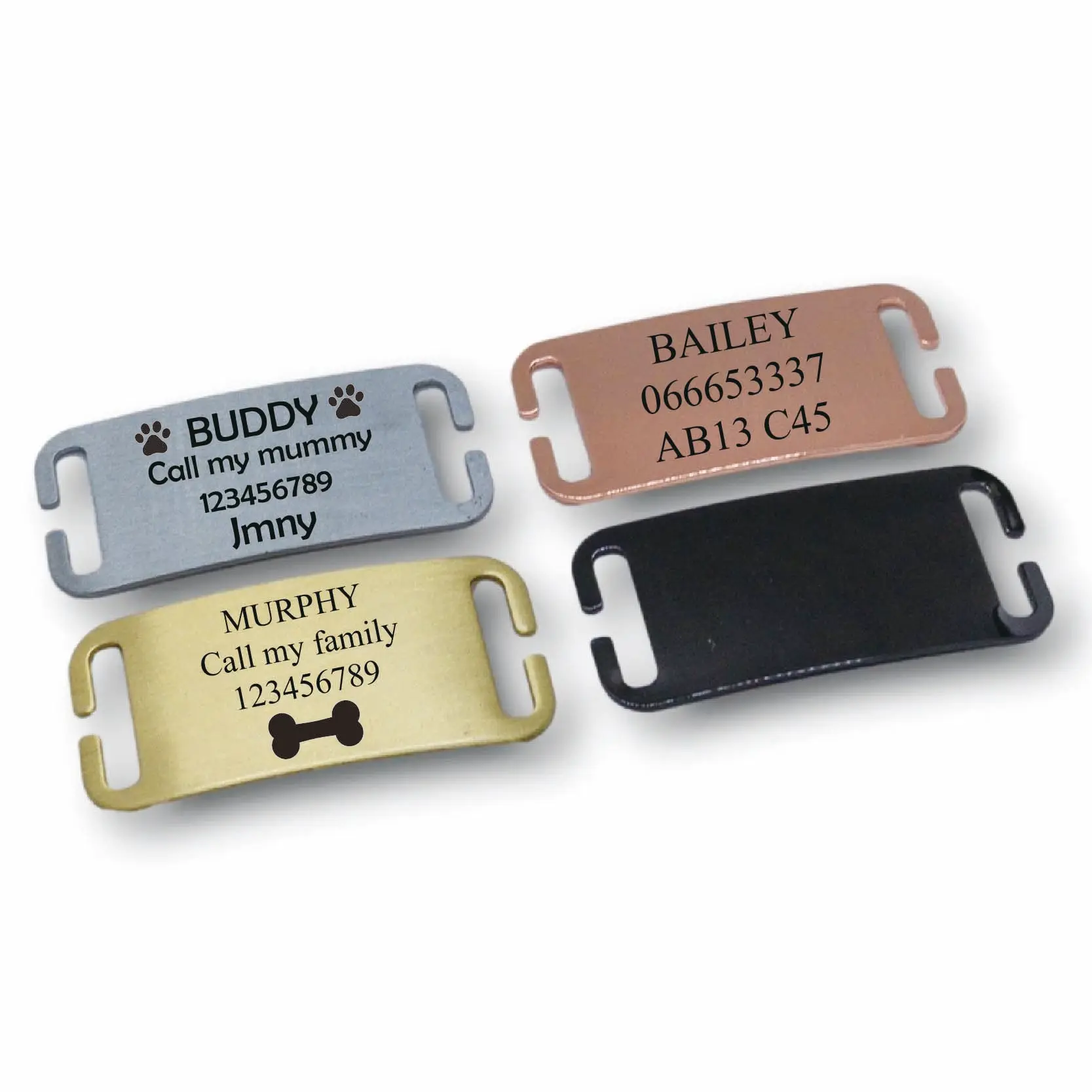 Wholesale Slide On Dog Tag Engraved Stainless Steel ID Dog Collar Name Plates