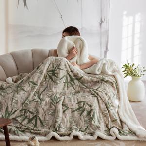 Manta de patrón floral grueso de primera calidad para una comodidad acogedora, nuevo viaje en casa, técnicas de punto teñidas lechosas cálidas para el invierno - Product Image 1