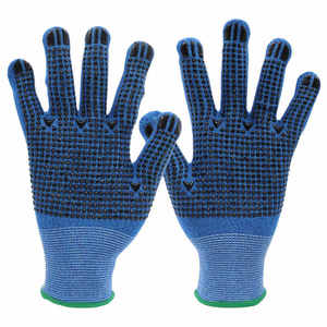 SONICE Guantes de trabajo de punto de algodón con puntos de PVC anticorte de alta calidad Protección de manos recubierta de Palma antideslizante - Product Image 6
