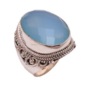 การออกแบบใหม่ Chalcedony แหวนอินเดียเครื่องประดับที่ทำด้วยมือจำนวนมากขายส่งแหวนเงิน925เงินสเตอร์ลิงวัสดุที่เป็นของแข็ง - Product Image 1