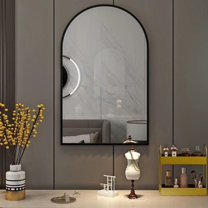Arched Vanity Mirror Wall Mounted Glass Minimalist Design <b>Black</b> <b>Frame</b> For Bathroom Makeup Use - Product Image 1