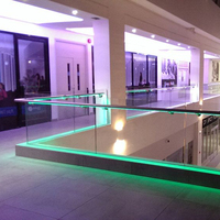 Balustrades en verre et aluminium pour extérieur, rampes en U avec éclairage LED étanche