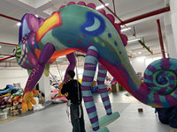 Lézard gonflable de parade, brillant, publicité décorative extérieure