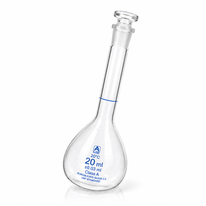 Fiole volumétrique en verre borosilicate de qualité supérieure de 20 ml avec bouchon interchangeable, fiole de mesure de laboratoire de haute précision - Product Image 5