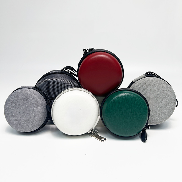 Custom Logo Round Waterproof EVA Earbud Case Shockproof Zipper Storage Pouch for Earphones & Small Gadgets