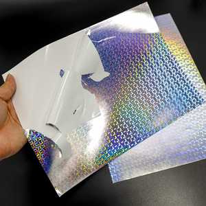 Holographic Grid <b>Sticker</b> Sheet Rectangular PET UV Printing Destructible Label for Packaging Use - Product Image 2
