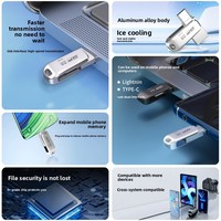 Clé USB pivotante X619 populaire avec interface USB-C 2.0, clé USB flash 2-en-1 Type-C, accessoire pour téléphone portable