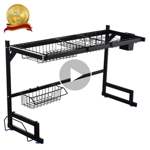 Kitchen organizer dish drying rack over the sink - adjustable metal dish drainer rack shelf storage holder