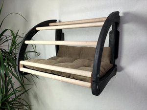 Sıcak satış duvara monte kedi tüneli mağara yatak Pet ev raf ahşap kedi tırmanma duvar Modern kedi evi hamak - Product Image 2