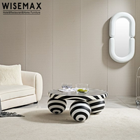 WISEMAX — meubles modernes en bois, bande zèbre, Table basse de salon, Table centrale en bois pour la décoration, style scandinave