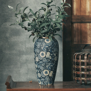 Vaso di porcellana in ceramica a bocca dorata <span class=keywords><strong>bianco</strong></span> <span class=keywords><strong>bianco</strong></span> blu stile cinese Vintage controsoffitto porta fiori Jingdezhen - Product Image 4