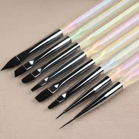 Ensemble de 8 pinceaux professionnels de haute qualité pour nail art, avec manche en acrylique coloré et poils en nylon, pour la peinture et le gel.