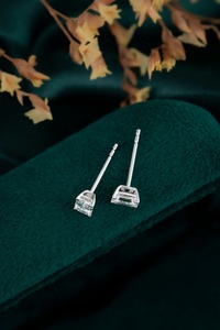 PT950 <b>Emerald</b> Cut Diamond <b>Stud</b> Earrings Hypoallergenic Small Earrings <b>Stud</b> Fine Jewelry Trendy Earrings Jewelry Women - Product Image 6