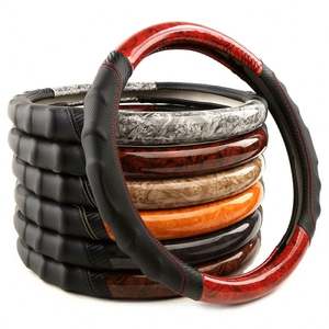 Nueva Funda Universal para Volante de Coche de Fibra de Carbono y Cuero PU con Diseño de Madera de Melocotón, Accesorio de Lujo para Coche - Product Image 1