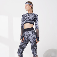 Ensemble de yoga sans couture en maille camouflage à motif léopard Nouveau design avec fonction respirante et fermeture à la taille élastique