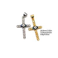 Pendentif vintage Main de Fatima en forme de croix, coquille d'ormeau, œil protecteur, zircon micro-pavé, accessoires DIY