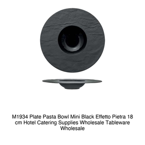 <b>Mini</b> Pasta Bowl Black 18 cm Interior 8 cm Stone Effect M1934 70161B - Product Image 2