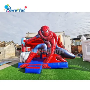 Commercial Inflatable Bouncy Bouncer moonwalk Spider-man Spiderman Spider Man Jumping Castle Bounce House With Slide For Sale