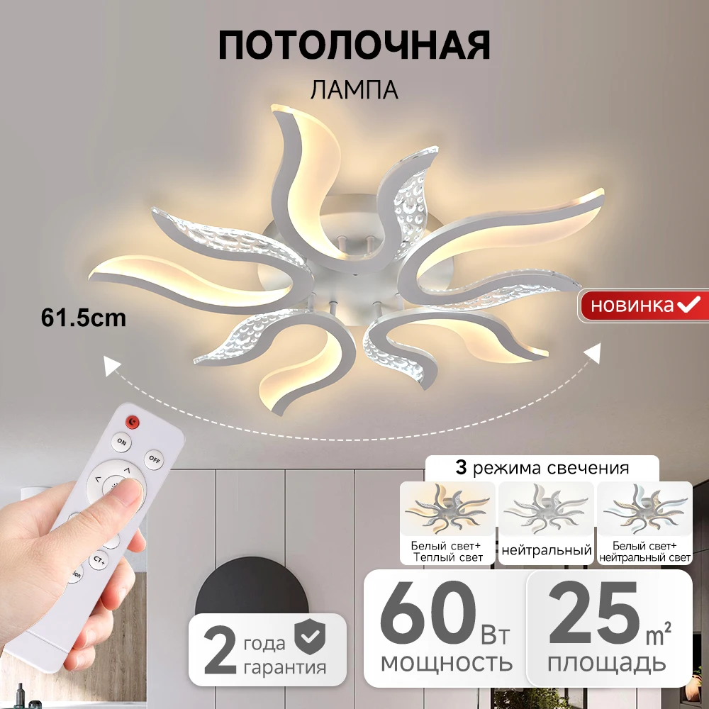 Nordic Style Indoor Lighting Modern Hotel Bedroom Decorative Acrylic Ceiling Lamp 3-CCT 60W Led Ceiling Light