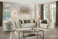 Ensemble de canapés sectionnels en tissu velours capitonné de style nordique de luxe - Design moderne, pieds en bois massif, blanc, appartement, hôtel, salon