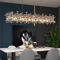 Lustre LED en cristal de luxe, lampes suspendues pour restaurant et chambre à coucher, design moderne français carré et rectangulaire, éclairage pour salon