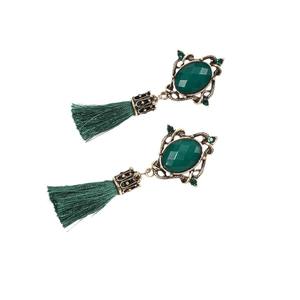 Pendientes de Borla Vintage con Cristal Azul, Joyería de Fiesta para Mujer, Engaste de Bisel - Product Image 5