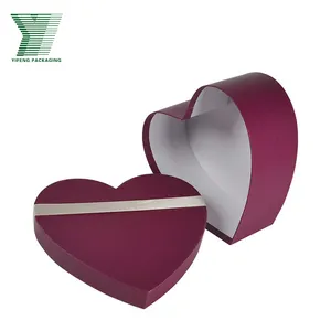 Lid and base flower packaging custom heart shaped paper packaging box valentine's day rose flower gift boxes for girl