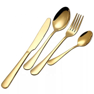 Juego de cubiertos de oro para bodas, Cucharas, tenedores, <span class=keywords><strong>cuchillos</strong></span>, juego de cubiertos de oro de acero inoxidable, cubiertos de oro - Product Image 1