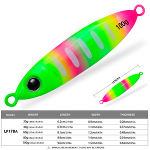 Leurres de pêche en mer Night Glow Metal 30g 100g 6 couleurs pour la pêche en haute mer avec têtes plombées, pour la pêche au géant, avec double hameçon, leurres durs - Product Image 2