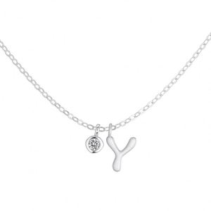 Dylam Dainty CZ Alphabet 26 A-Z Letter Necklace Rhodium Plated, Personalized Name Y <b>Initial</b> Necklace for Women Female - Product Image 1