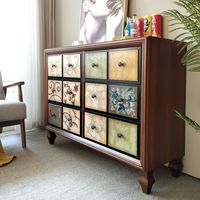 Commode à tiroirs en bois massif peinte de style américain, pour salon, chambre, hôtel, armoire de rangement, design moderne, grande capacité, 5 tiroirs
