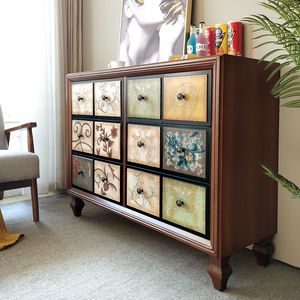 Commode en bois massif peinte de style américain, armoire de <span class=keywords><strong>rangement</strong></span> pour salon et chambre à coucher, grande capacité, 5 tiroirs, pour le <span class=keywords><strong>balcon</strong></span> - Product Image 1