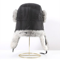 Sombrero de Aviador de estilo ruso de invierno para hombres y mujeres engrosado y cálido con auténtico sombrero de piloto de piel de conejo