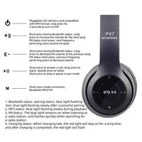 Casque audio filaire et sans fil P47 avec couleurs et logo personnalisés, prise en charge de la carte TF, écouteurs Bluetooth pliables avec radio FM et micro