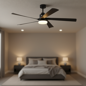 Ventilateur de plafond LED noir de 65 pouces à 5 pales avec télécommande pour salon et chambre à coucher - Product Image 2