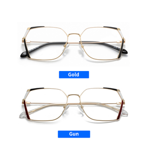 Logotipo personalizado polígono y estilo irregular lentes de resina metal mujer monturas gafas ópticas gafas - Product Image 5