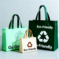 Vente en gros de sacs cabas non tissés réutilisables avec logo personnalisé, choix vert multi-usage pour l'emballage de sacs à provisions pour magasins de détail