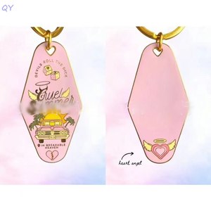 QY <b>Custom</b> Double Sided Vintage Motel Enamel Keychain Retro Hotel Style Metal <b>Key</b> <b>Ring</b> Personalized Pendant Souve - Product Image 6